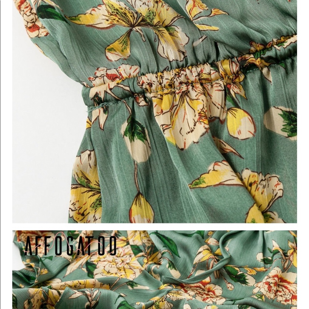 Boho sleeveless ruffle floral print shorts romper - Picture 7 of 8